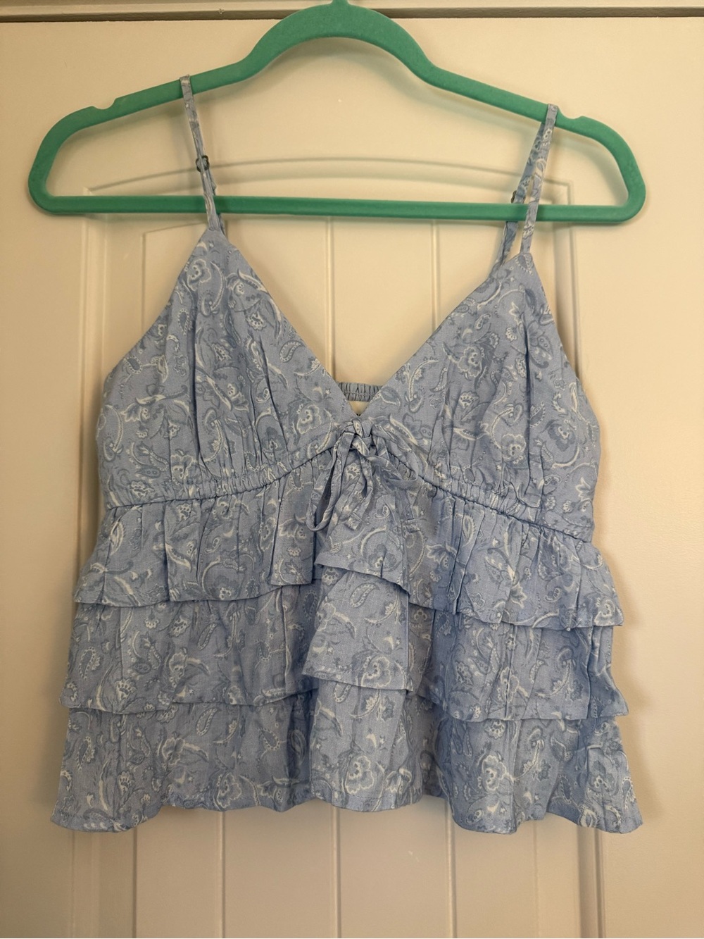 Hollister Light Blue Paisley Ruffle Cami